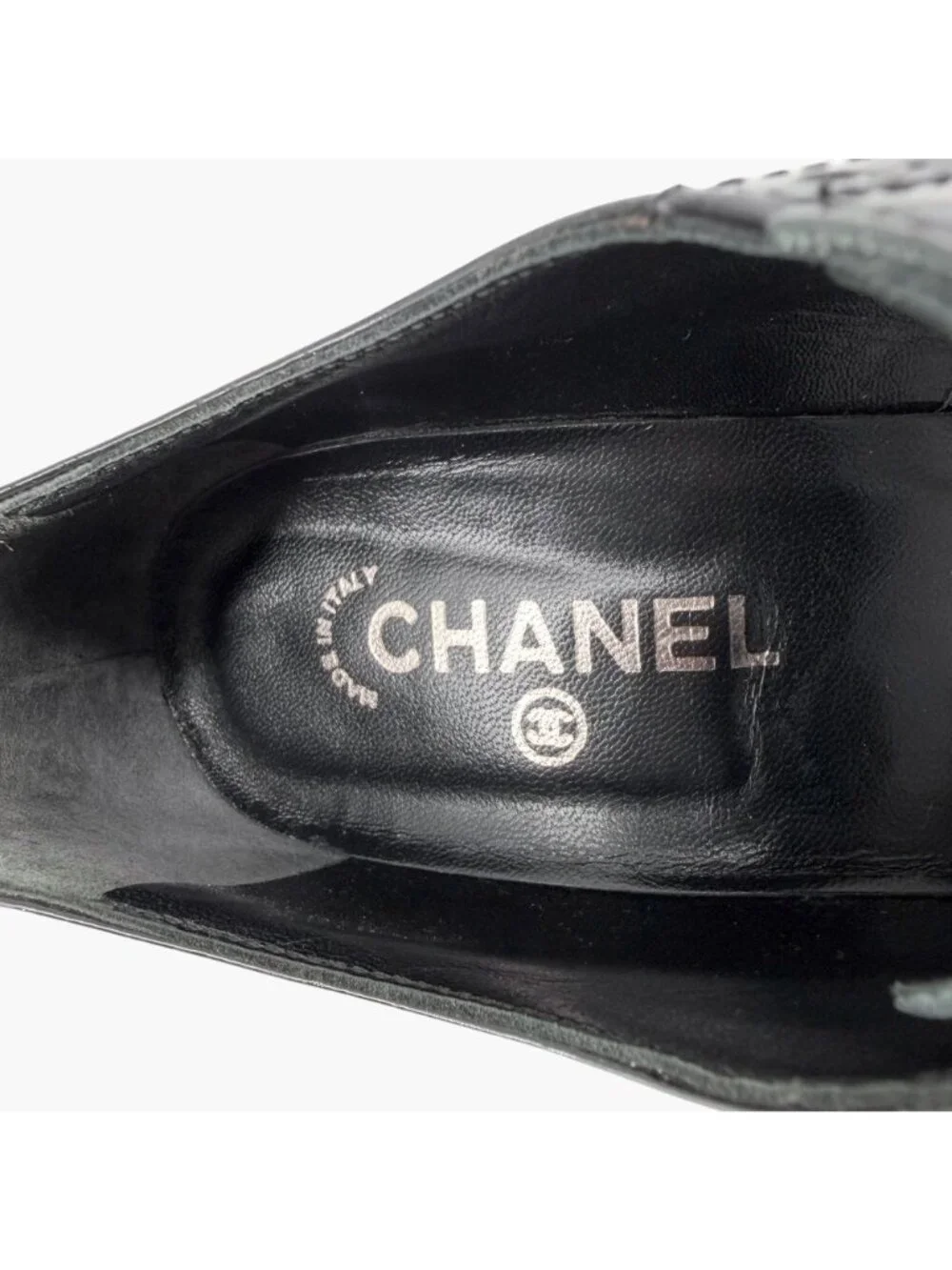 Chanel Black Brogue Ankle Booties Size 40 US 9-9.5 Women's Quilted Leather Heels